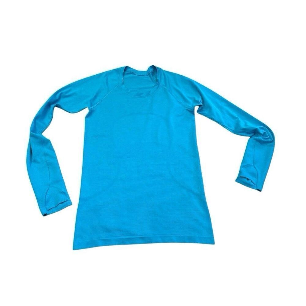 Lululemon Womens Swiftly Tech Size 6 Long Sleeve Blue EUC